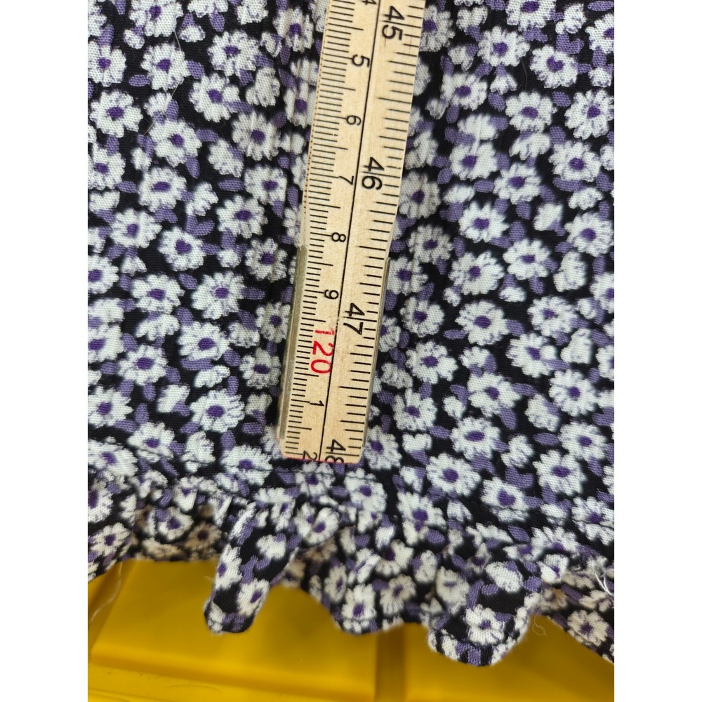Rabbit Rabbit Rabbit Designs Floral Maxi Dress Purple Black Ruffle Hem Small - Picture 4 of 6
